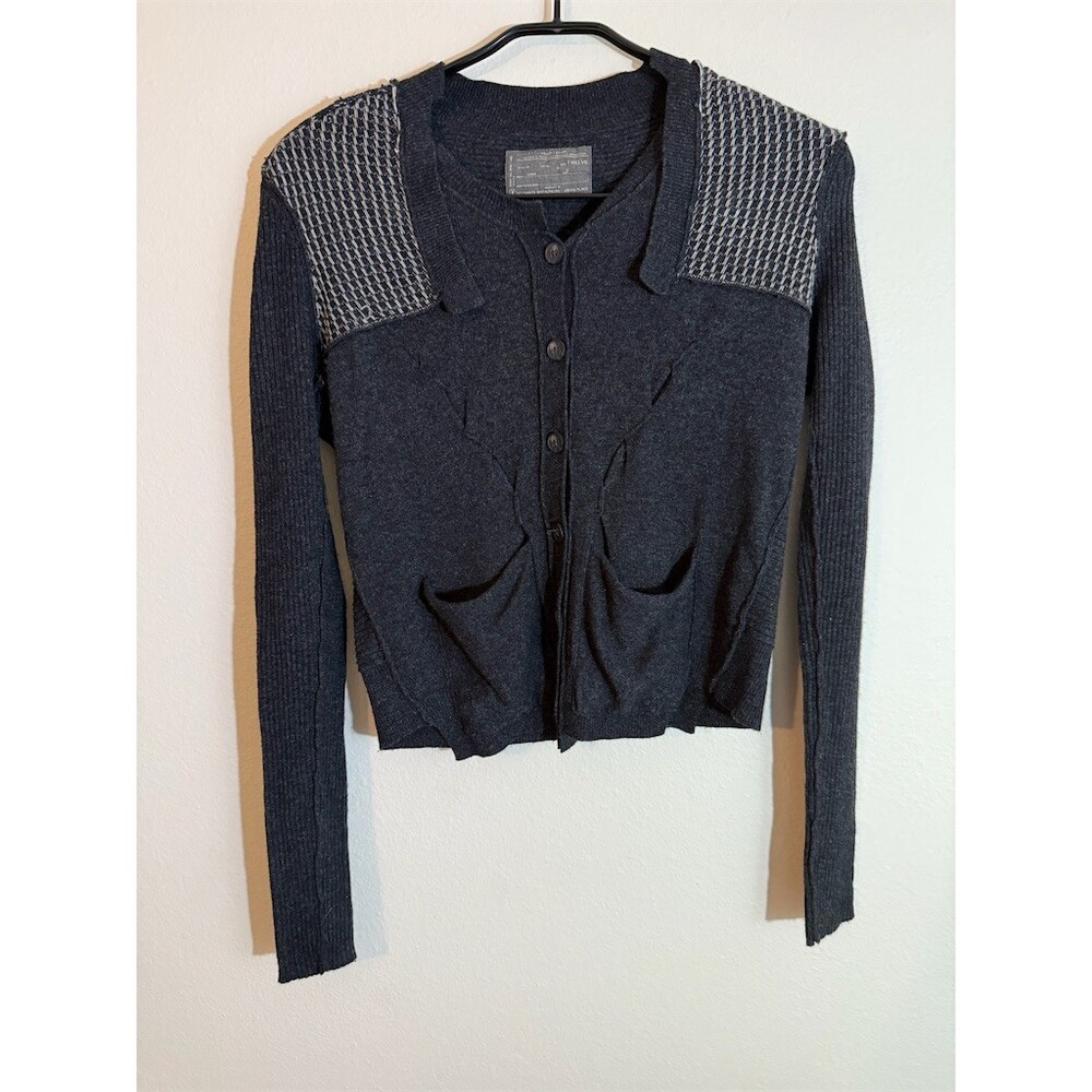 AllSaints Elma Cardigan Sweater Womens Size 12 Dark Gray Button Front
